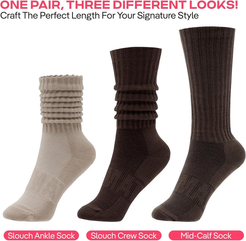 CoolMate Store Women's Scrunch Crew Socks, Slouchy Mid Calf Boot Socks, 3 Pairs Slouch Socks, US Size 6-10 - Image 3